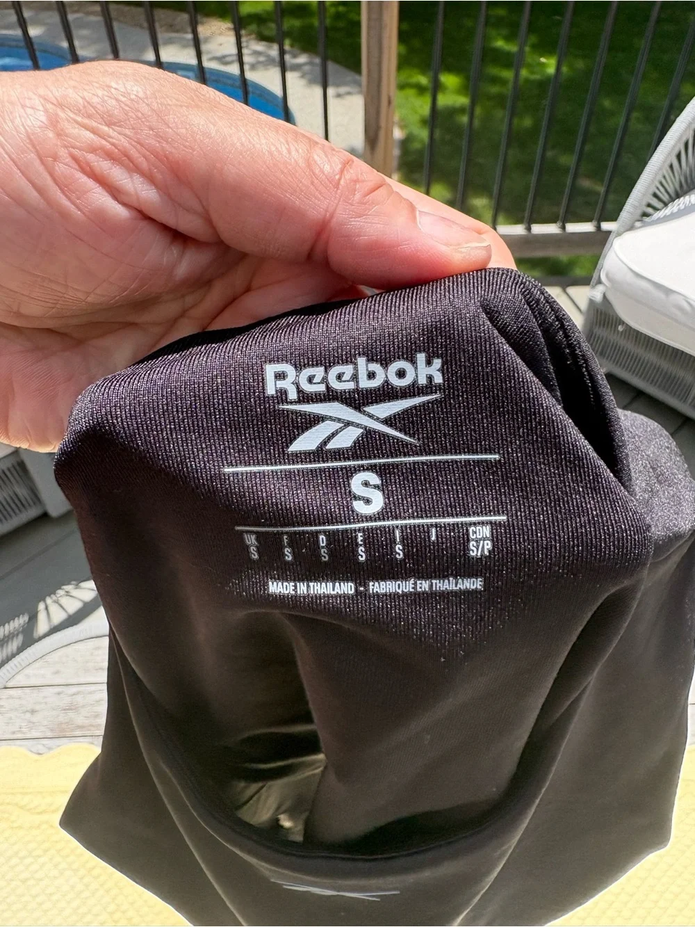 Reebok Black Crop Tank with White Logo - Size S